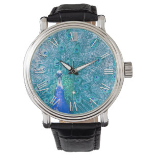 Elegant Färgfull peacock-teckning   Manar Watch Armbandsur