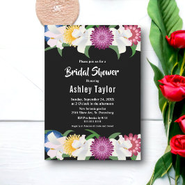 Elegant Färgfull Ro Black Blommigt Möhippa Inbjudningar