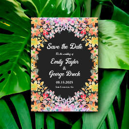 Elegant Färgfull Ro Botaniska Blommigten Bröllop Spara Datumet