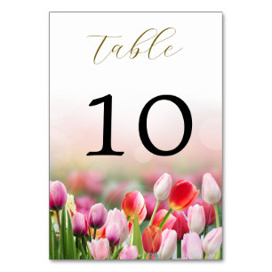 Elegant Färgfull Tulip Blommigt Bröllop Bordsnummer