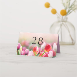 Elegant Färgfull Tulip Blommigt Bröllop Placeringskort