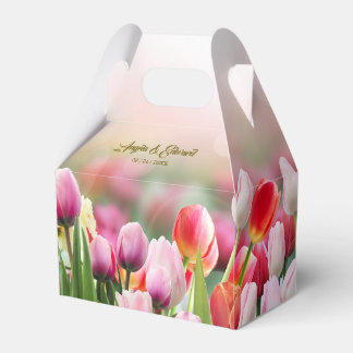 Elegant Färgfull Tulip-Blommigtar Bröllopsruta Presentaskar