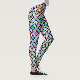 Elegant Färgfylld Abstrakt Glas Mönster Leggings