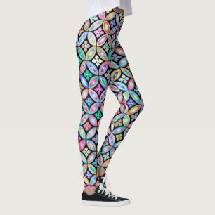 Elegant Färgfylld Abstrakt Glas Mönster Leggings