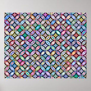 Elegant Färgfylld Abstrakt Glas Mönster Poster