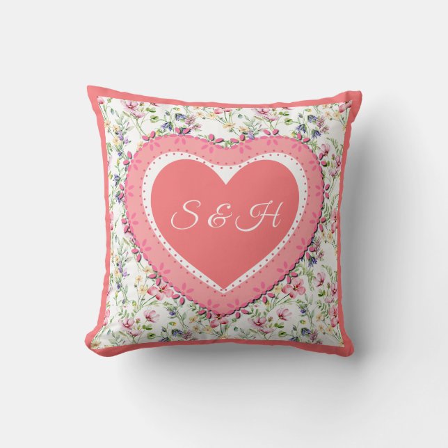 Elegant Färgfylld Vår Blommigt Vattenfärg Mönster Kudde (Framsida)