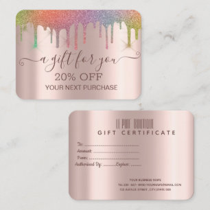 Elegant färgglad glitterdropp i roséguld rabattkort