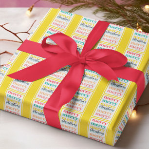 Elegant Färgglad Gul Guld Stjärnor God Jul Presentpapper