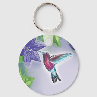 elegant färgglad kolibri och lila blommor nyckelring