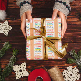 Elegant Färgglad Orange Guld Stjärnor God Jul Presentpapper