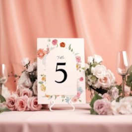 Elegant Färgglada Vårblommor Bord Nummerkort Bordsnummer