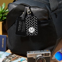 Elegant Färgglatt Chevron Mönster Med Monogram