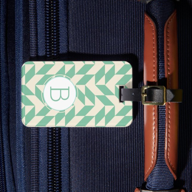 Elegant Färgglatt Chevron Mönster Med Monogram Bagagebricka (Framsida Insitu 4)