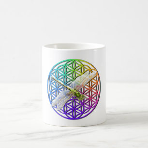 Elegant färglös blomma av livets drakonart kaffemugg