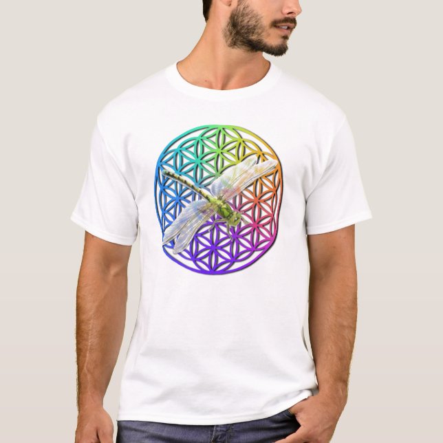 Elegant färglös blomma av livets drakonart t shirt (Framsida)