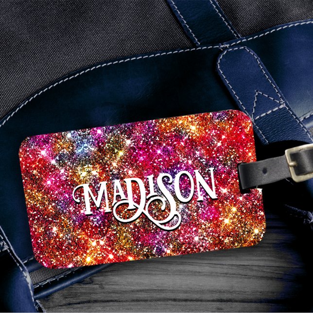 Elegant, färglös faux Glitter monogram Bagagebricka (Skapare uppladdad)