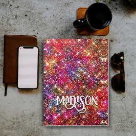 Elegant färglös faux Glitter monogram bärbar dator Anteckningsbok