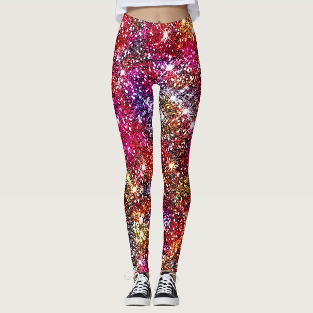 Elegant färglös faux Glitter monogram Leggings (Framsida)