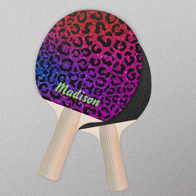 Elegant färglös glitter-djurskrift 3D Monogram Pingisracket (Skapare uppladdad)