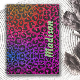 Elegant färglös glitter-djurskrift Monogram Anteckningsbok