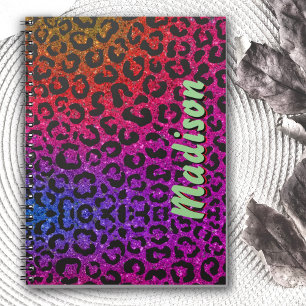 Elegant färglös glitter-djurskrift Monogram Anteckningsbok