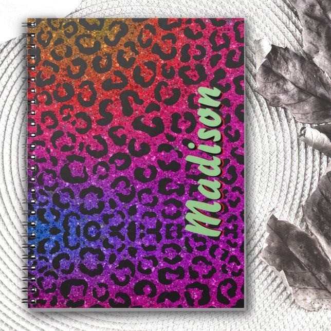 Elegant färglös glitter-djurskrift Monogram Anteckningsbok (Skapare uppladdad)