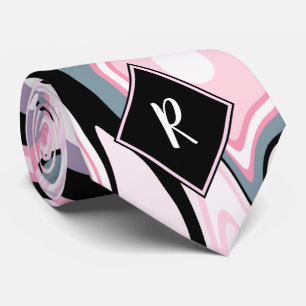 Elegant färglös marmor rosa lila svart blått slips