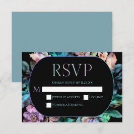 Elegant färglösa blommigtar svart bröllop OSA kort