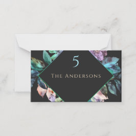 Elegant färglösa blommigtar svart bröllop placeringskort