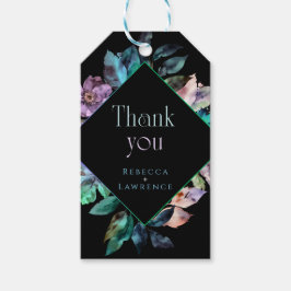 Elegant färglösa blommigtar svart bröllop presentetikett