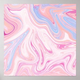 Elegant färglöst pastellfärgad marmor av rosa blå  poster
