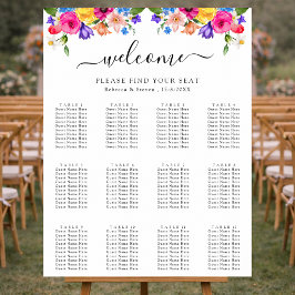 Elegant Färgrik Akvarell Blommig Bröllopsplacering Poster