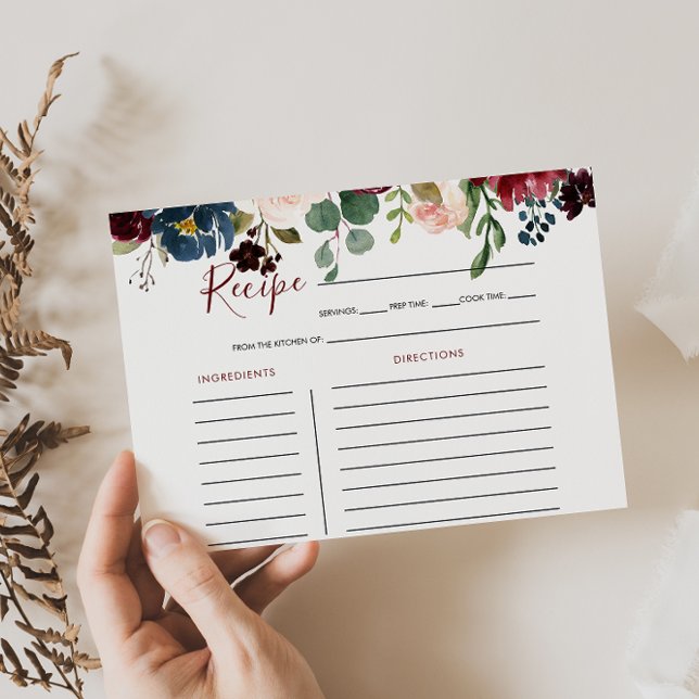 Elegant färgrik blomsterbröllopsfest Receptkort (Skapare uppladdad)