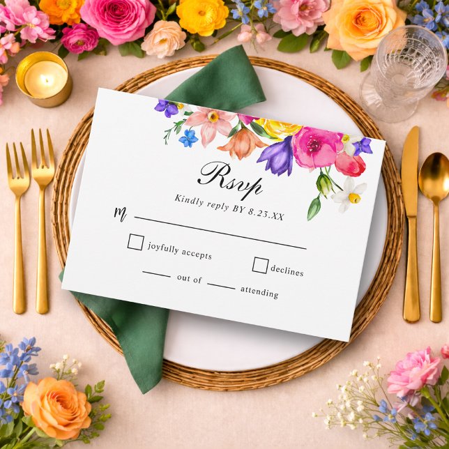Elegant Färgrik Djärv Akvarell Blommig bröllop OSA Kort (Skapare uppladdad)
