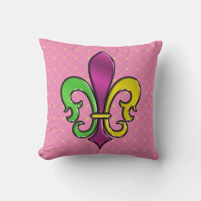 Elegant Färgrik Fleur De Lis Design Kuddvar Kudde (Framsida)
