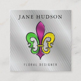 Elegant Färgrik Fleur de Lis Design Visitenkort Fyrkantigt Visitkort