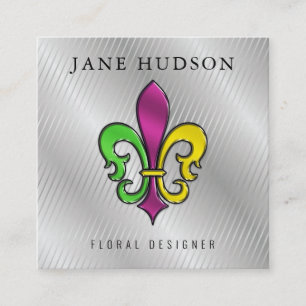 Elegant Färgrik Fleur de Lis Design Visitenkort Fyrkantigt Visitkort