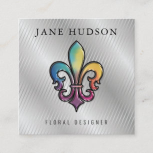 Elegant Färgrik Fleur de Lis Design Visitenkort Fyrkantigt Visitkort