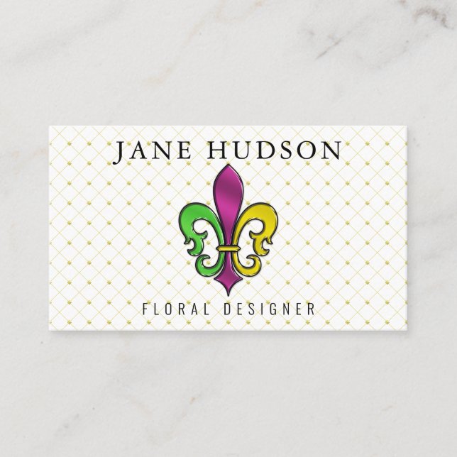 Elegant Färgrik Fleur de Lis-design Visitenkort Visitkort (Framsida)