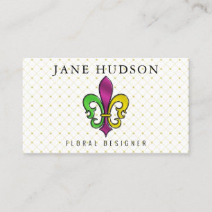 Elegant Färgrik Fleur de Lis Design Visitenkort Visitkort