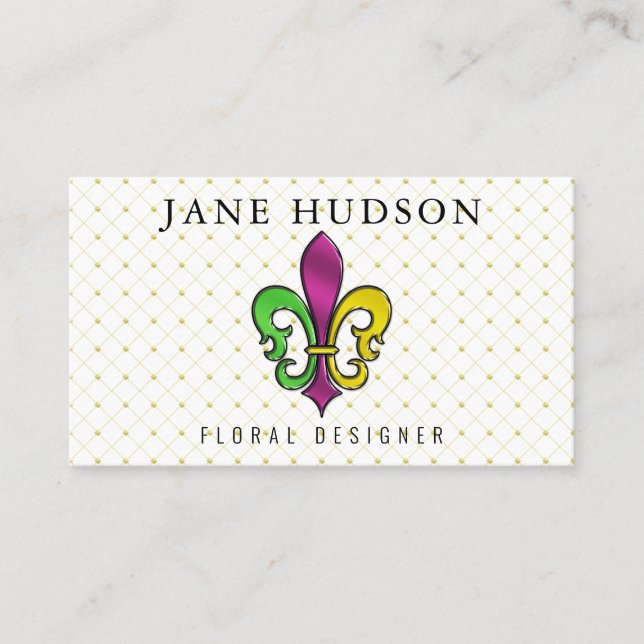 Elegant Färgrik Fleur de Lis Design Visitenkort Visitkort (Framsida)