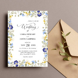 Elegant Färgrik Höst Blommig Akvarell Bröllop Inbjudningar
