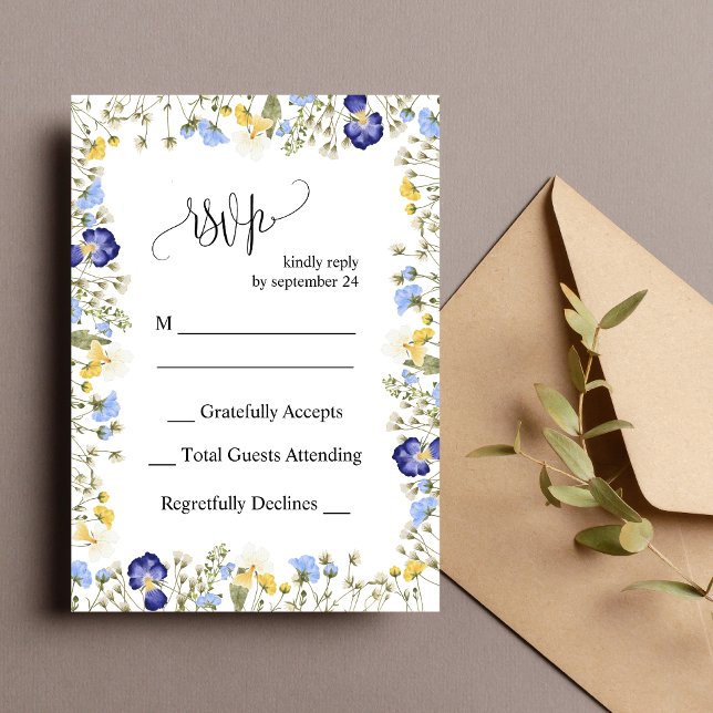 Elegant Färgrik Höstblomma Bröllop RSVP-kort Inbjudningar (Elegant colorful autumn floral RSVP card captures responses with warm seasonal charm.)