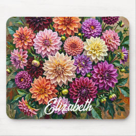 Elegant färgrik målning av Dahlia-blommor Musmatta