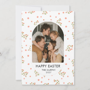 Elegant Färgrik Oval Blommig Påsk Familjefoto H Julkort