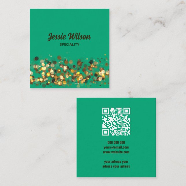 Elegant färgrik QR-kod modern  Fyrkantigt Visitkort (Fram/baksida)