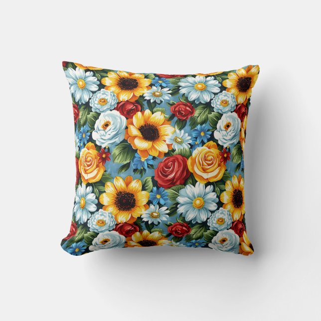 Elegant Färgrik Stilig Romantisk Blommig Chic Kudde (Framsida)