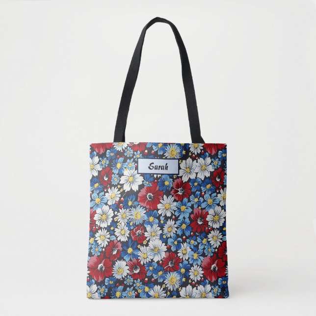 Elegant Färgrik Stilren Modern Blommig Tygkasse (Framsida)