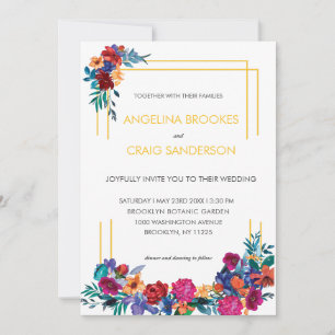 Elegant Färgrik Trädgårdsblomma Inbjudan