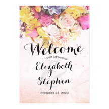 Elegant Färgrik Vattenfärg Blomma Bröllop Välkomme